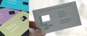 Center for Visual Art business card diecut